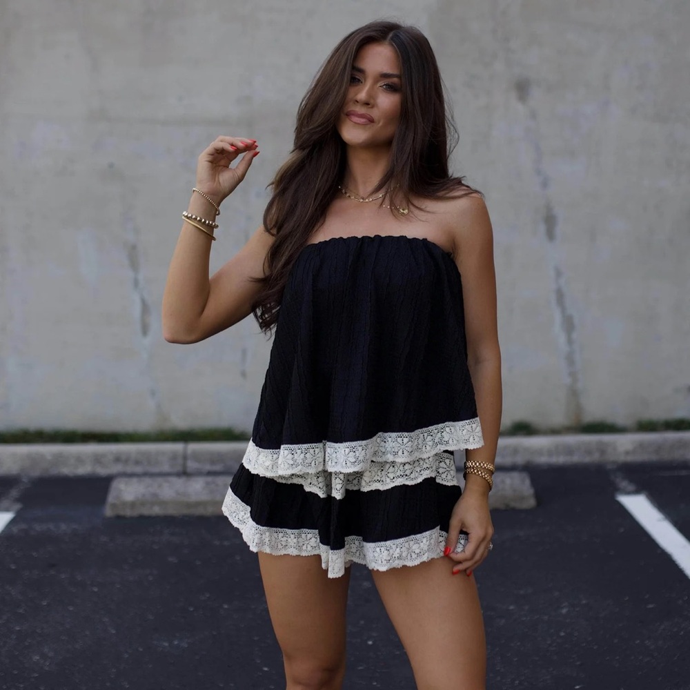 Lace Strapless Romper